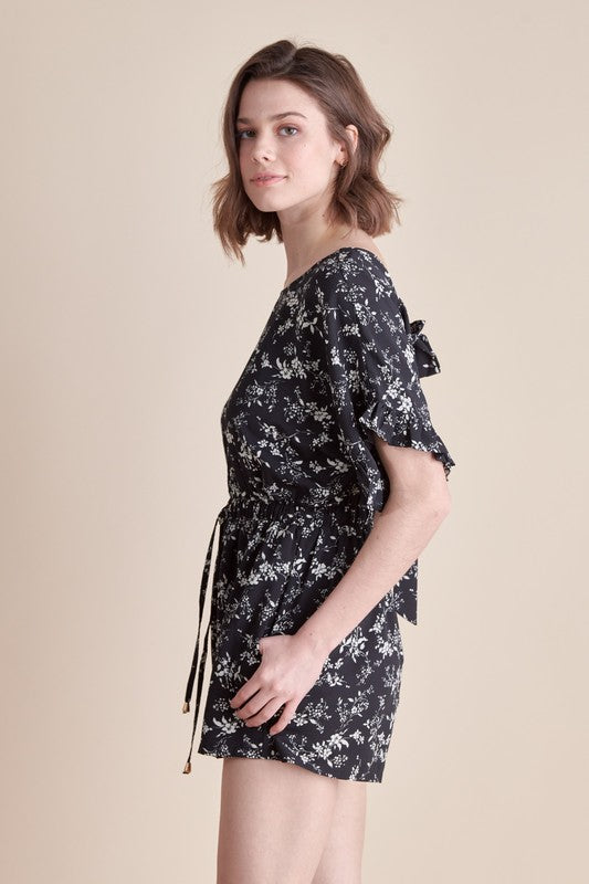 Flutter Sleeve Tie Back Romper