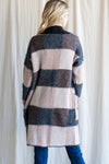 Checkered Fold Over Collar Knit Cardigan