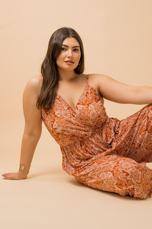 Paisley Print Jumpsuit (Plus Size)