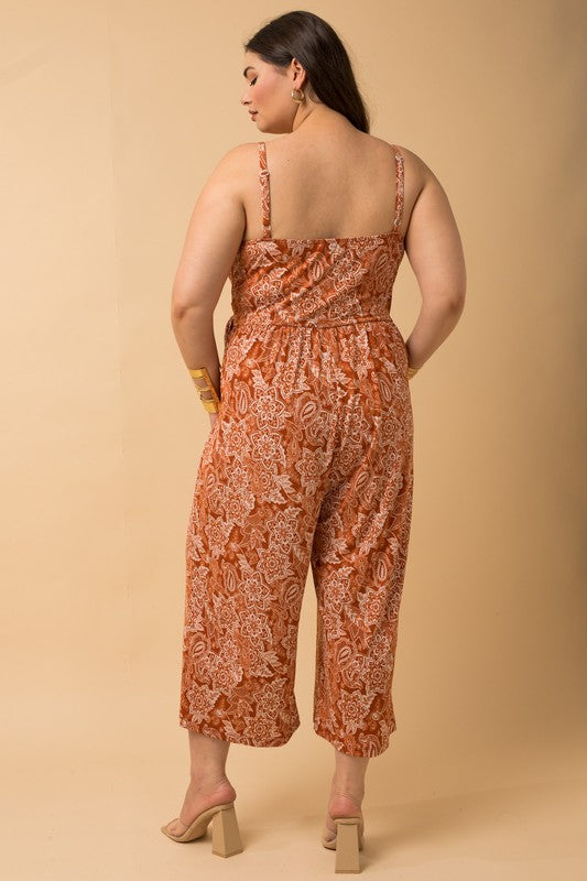 Paisley Print Jumpsuit (Plus Size)
