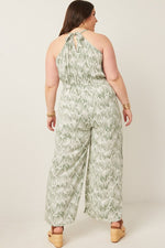 Botanical Print Halter Neck Jumpsuit (Plus Size)