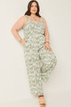 Botanical Print Halter Neck Jumpsuit (Plus Size)