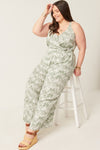 Botanical Print Halter Neck Jumpsuit (Plus Size)