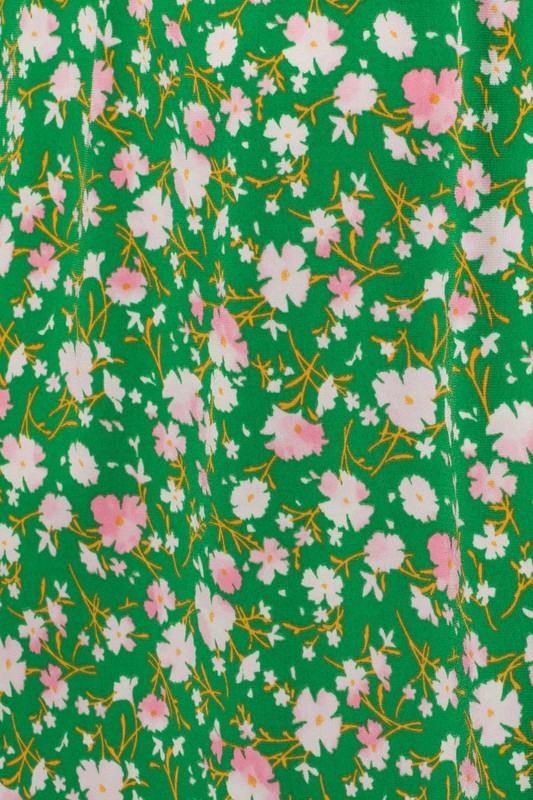 Faux Wrap Green Floral Dress (Plus Size)
