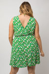 Faux Wrap Green Floral Dress (Plus Size)