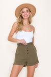 Front Button Paperbag Shorts (Olive)