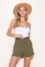 Front Button Paperbag Shorts (Olive)