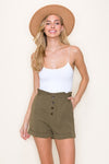 Front Button Paperbag Shorts (Olive)