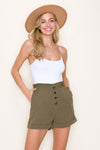 Front Button Paperbag Shorts (Olive)
