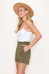 Front Button Paperbag Shorts (Olive)