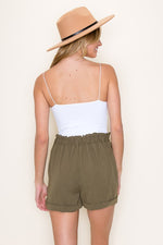 Front Button Paperbag Shorts (Olive)