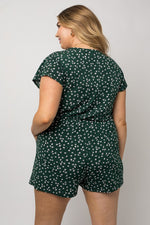 V-Neck Button Detail Romper (Plus Size)