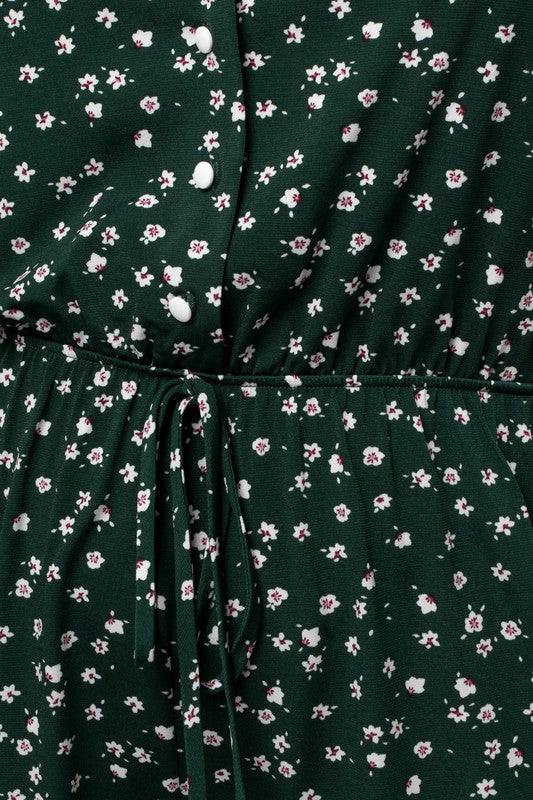 V-Neck Button Detail Romper (Plus Size)