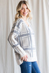 V-Neck Check Print Pullover Sweater