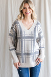 V-Neck Check Print Pullover Sweater