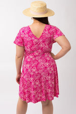 Short Sleeve Faux Wrap Dress (Plus Size)