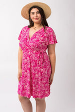Short Sleeve Faux Wrap Dress (Plus Size)