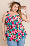 Floral Print Babydoll Tank Top (Plus Size)