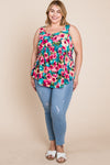 Floral Print Babydoll Tank Top (Plus Size)