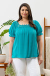 Scalloped Square Neck Crochet Trim Top (Plus Size)