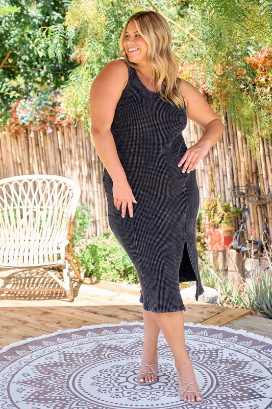 Waffle Knit Bodycon Dress (Plus Size)