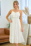 Pintuck Detail Cotton Midi Dress