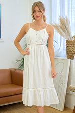Pintuck Detail Cotton Midi Dress