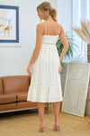 Pintuck Detail Cotton Midi Dress