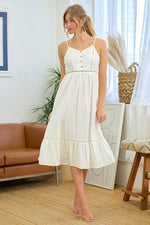Pintuck Detail Cotton Midi Dress