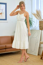 Pintuck Detail Cotton Midi Dress