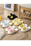 Plush Smiley Face Slippers (Black)