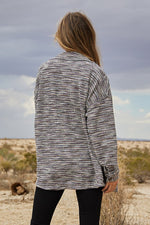 Stretchy Striped Button Front Shirt Jacket (Fuchsia Stripe)