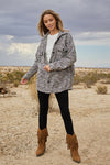 Stretchy Striped Button Front Shirt Jacket (Fuchsia Stripe)