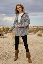 Stretchy Striped Button Front Shirt Jacket (Fuchsia Stripe)
