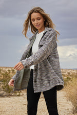 Stretchy Striped Button Front Shirt Jacket (Fuchsia Stripe)