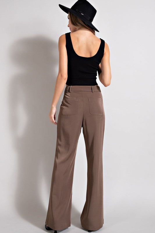 Front Pocket Straight Leg Pants (Espresso)