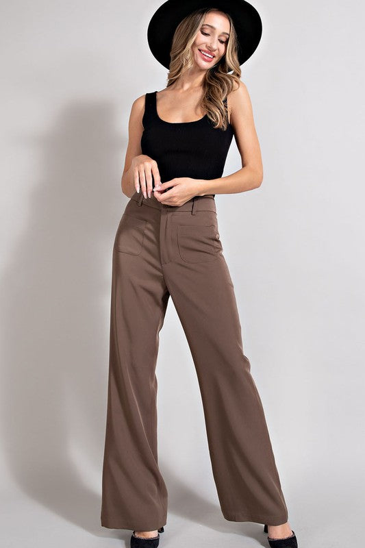 Front Pocket Straight Leg Pants (Espresso)