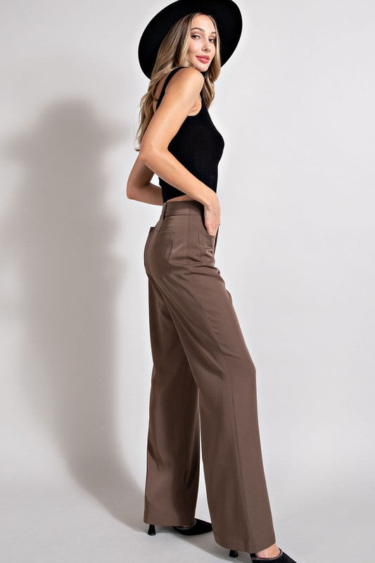 Front Pocket Straight Leg Pants (Espresso)