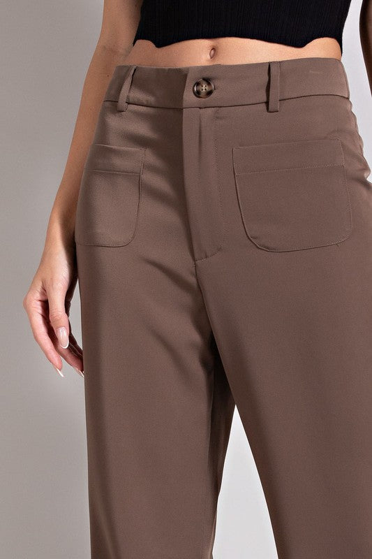 Front Pocket Straight Leg Pants (Espresso)