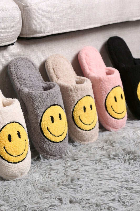 Smiley Face Slippers (Black)