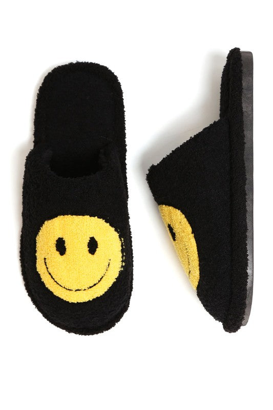 Smiley Face Slippers (Black)