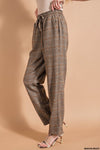 Elastic Waist Plaid Pants