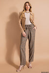 Elastic Waist Plaid Pants