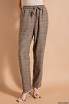 Elastic Waist Plaid Pants