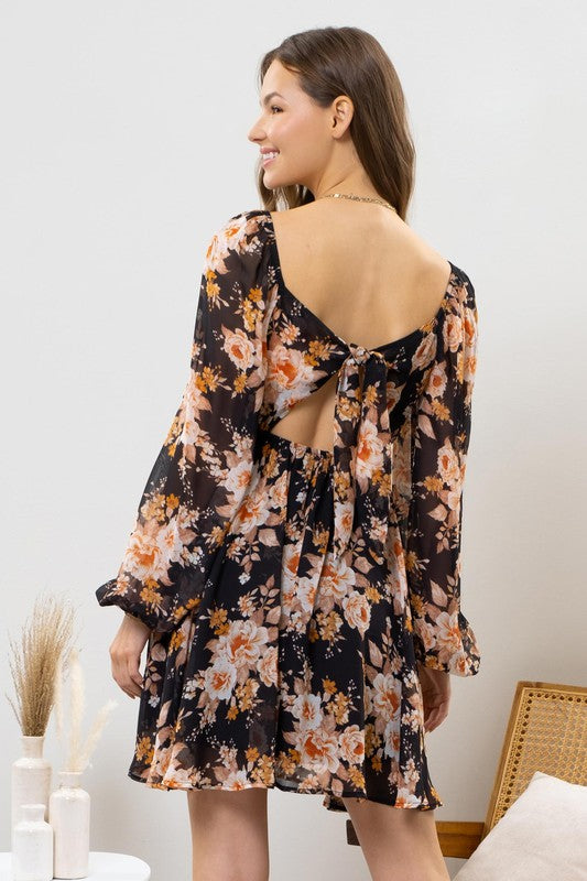 Floral Back Tie Dress