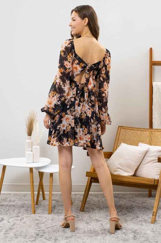 Floral Back Tie Dress