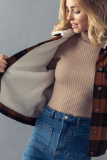 Sherpa Lined Buffalo Plaid Jacket (Brown)