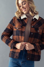 Sherpa Lined Buffalo Plaid Jacket (Brown)