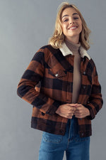 Sherpa Lined Buffalo Plaid Jacket (Brown)