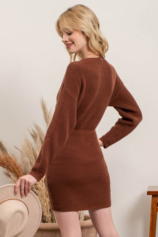 Knit Eyelet Detail Sweater Dress